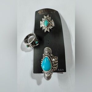 Shyanne Silver Rings with Turquoise Accents